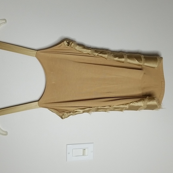 Cache Womens Layered Ruffled Gold Strap Top Sz Med - Picture 5 of 5